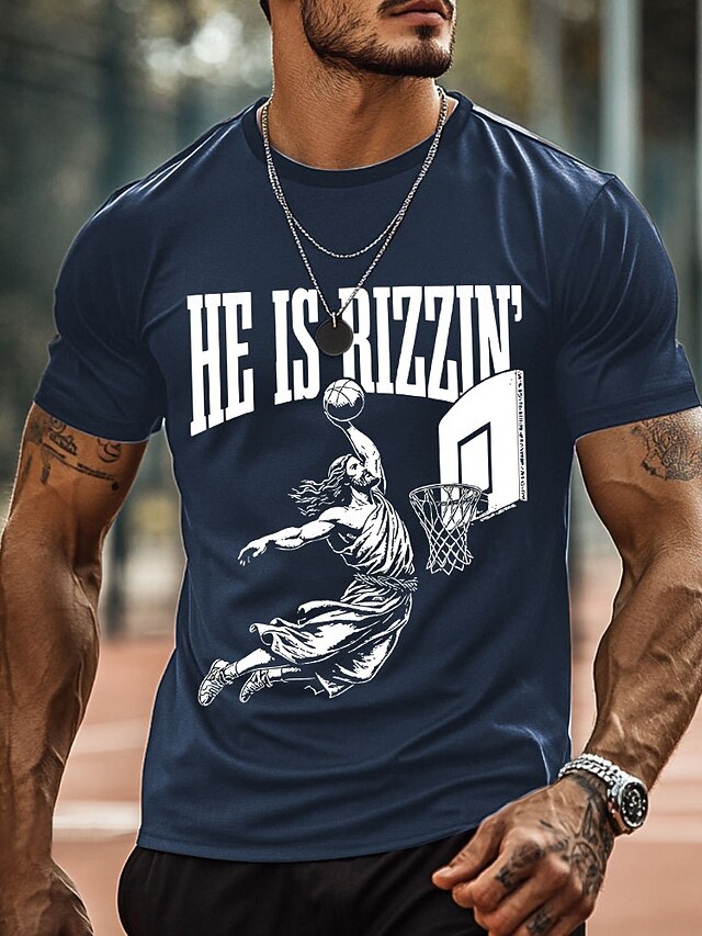  Per uomo Basket Gesù Maglietta Manica Corta maglietta Stampa 3D Girocollo Camicia Moda Athleisure Streetwear Sport all'Aperto Quotidiano Nero Blu Verde scuro Estate Primavera Abbigliamento S M L XL