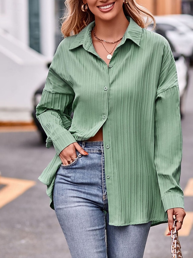  Veste décontractée Femme Extérieur Plein Air Usage quotidien mode Décontractées Surdimensionné Normal Manteau Jaune Vert Eté Printemps Automne Boutonnage Simple Col rabattu Standard S M L XL 2XL