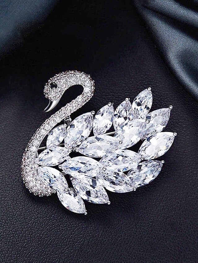  elegant svanebrosje med rhinestone-pynt - glitrende krystallnål for kvinner, perfekt for formell bruk og gaveutdeling