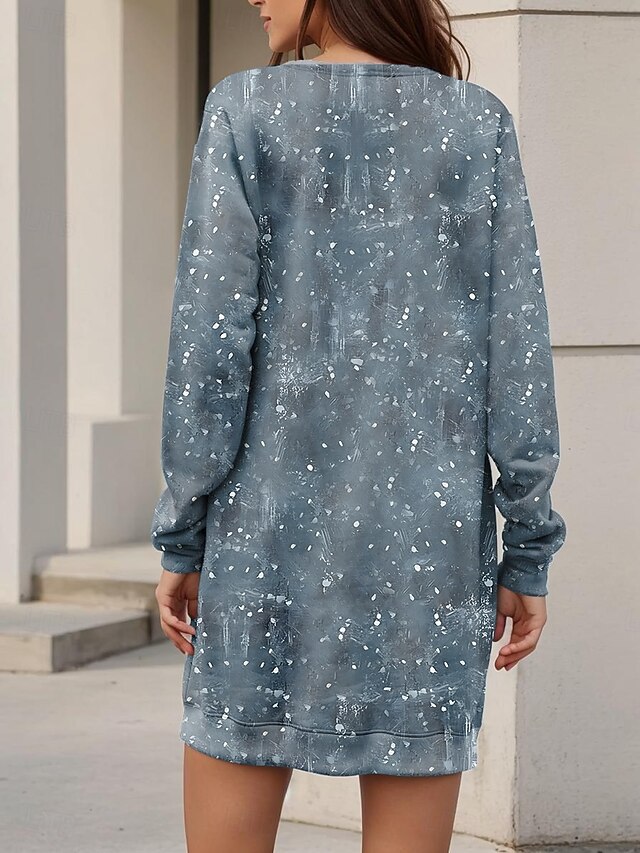 Women's Polyester Animal Crew Neck Mini Dress Fall Winter 2024 32.99