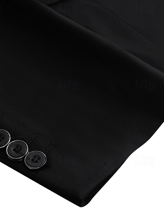 Men's Black Single Breasted Two-buttons Notched Lapel Wedding Prom Party Suits main image 0