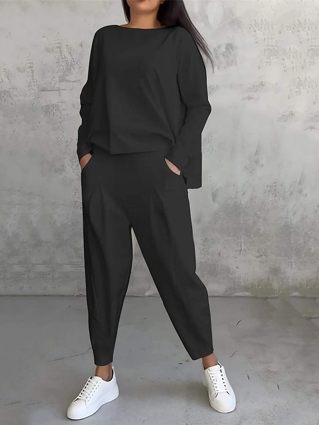  felpa casual da donna e joggers in due pezzi set primavera autunno vestibilità comoda abbigliamento da casa autunno inverno