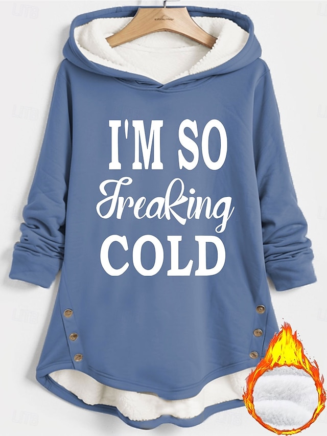  Sudadera con capucha para mujer, cálida, afelpada, cómoda, con forro polar sherpa, con letras, informal, deportiva, con estampado de manga larga, negra, rosa oscuro, roja, azul, gris, otoño&