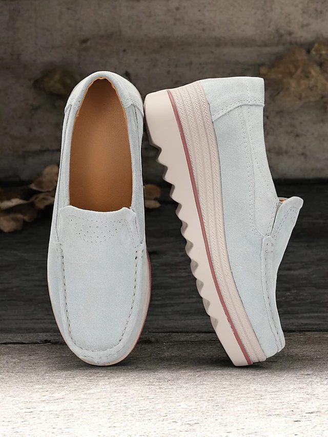 Women's Casual Suede Slip-On Loafers with Platform Sole – Comfortable Everyday Shoes with Non-Slip Grip 14