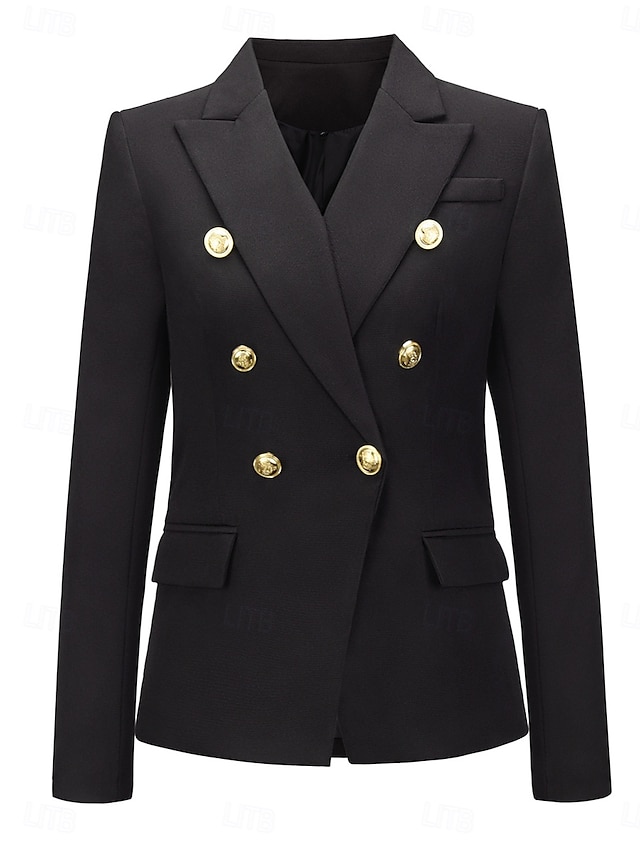  Dame Blazer Arbeid Gate Høst Vinter Normal Frakk Normal Pustende Elegant Stilfull Jakker Langermet ikke-utskrift Helfarge Striper og rutete Med lommer Hvit+Svart Svart Rød