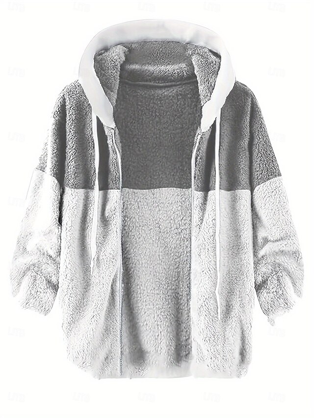  Hombre Sudadera con cremallera Sudadera con capucha y cremallera completa Chaqueta de lana Sudadera con capucha de lana Negro Azul Marino Caqui Gris Con Capucha Bloque de color Cerrar Retazos Deporte
