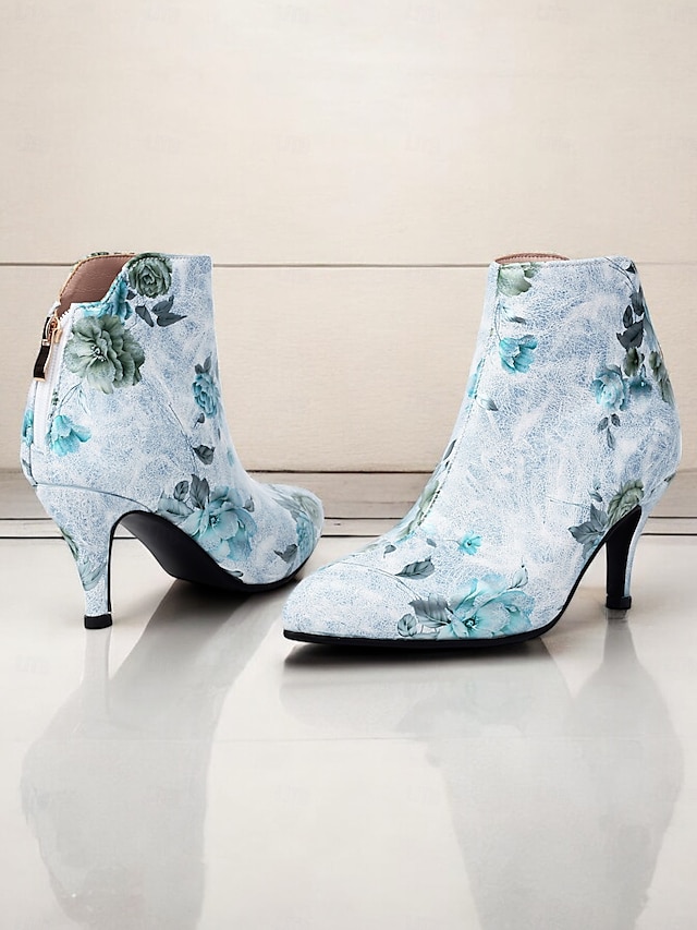  bottines à imprimé floral vintage pour femmes avec bout pointu et talon aiguille | bottines élégantes à talons hauts pour événements formels et fêtes