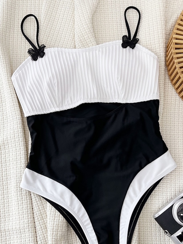  Dam Badkläder En bit Monokini Baddräkt Öppen rygg Magkontroll Hög midja Smal Semester Standkläder Ensfärgat Rund hals Ärmlös Baddräkter