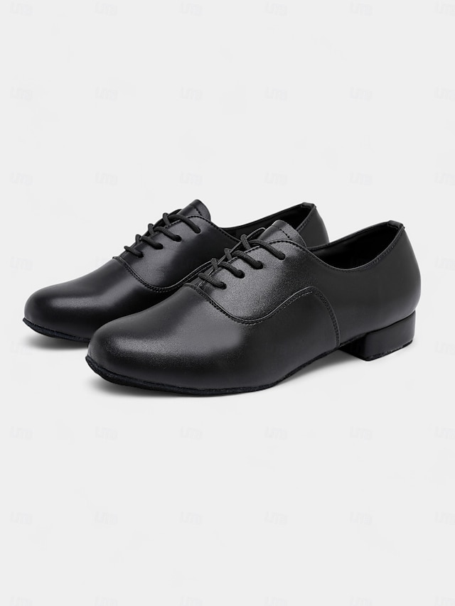  schwarze Tanzschuhe zum Schnüren für Herren mit weicher Wildledersohle und klassischem Design – ideal für Standard-, lateinamerikanische und Bühnenauftritte