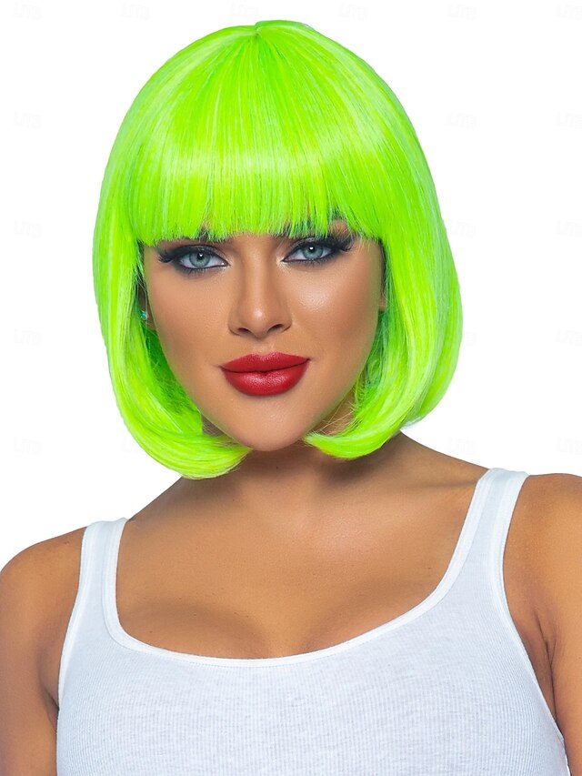 Women's 12 Inch Neon Short Bob Wig for Carnival Costume Party Fancy Dress Event4