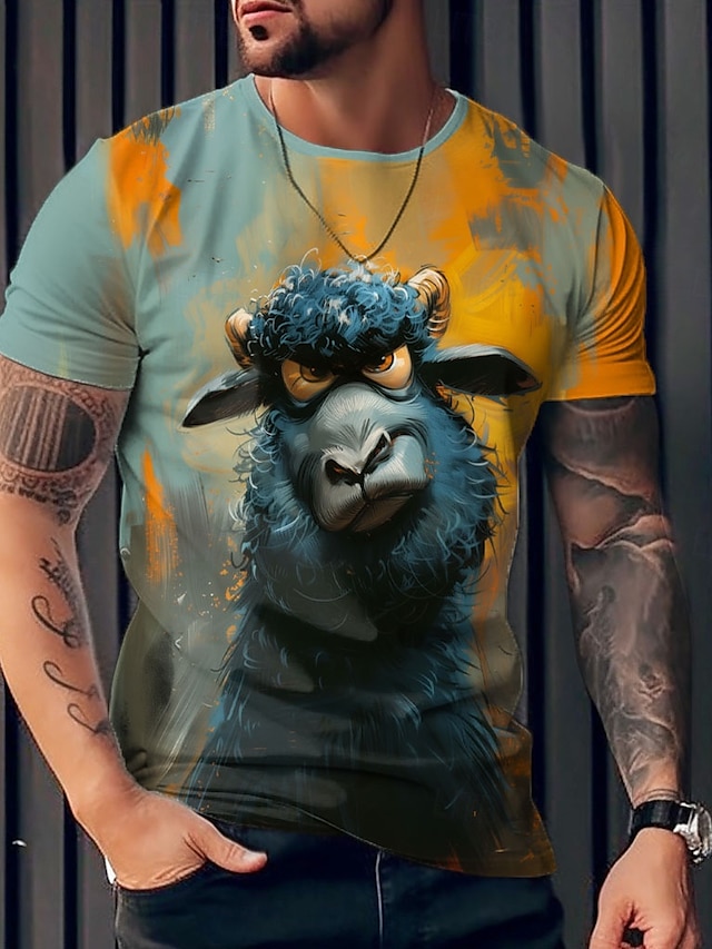  Per uomo Animali Divertente maglietta Manica corta maglietta Stampa 3D Girocollo Camicia Esagerato Originale Feste Per eventi Blu Estate Primavera Abbigliamento S M L XL XXL XXXL