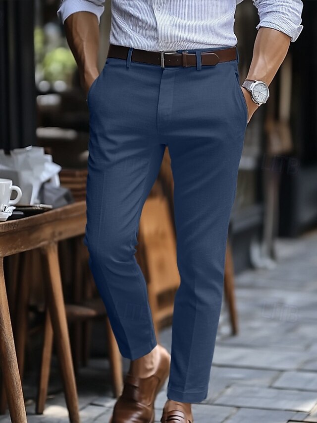 Men's Dress Pants Linen Pants Trousers Summer Pants Pocket Straight Leg