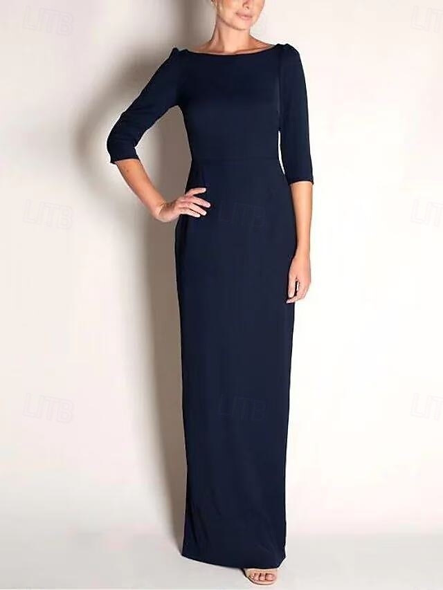 Jacquard Sheath/Column Asymmetric Neck Floor-Length Mother of the Bride & Groom Dresses with Bow