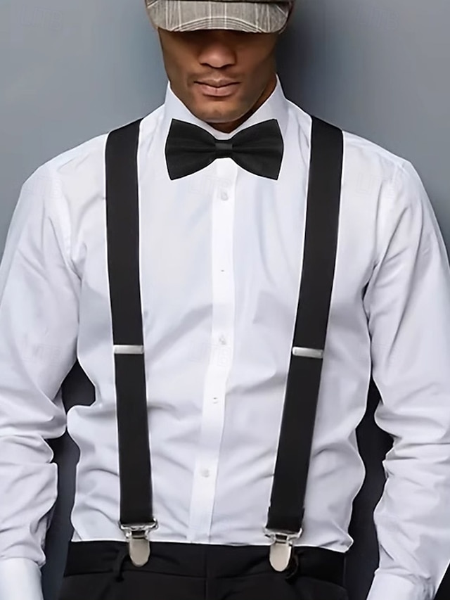  Verstellbares Hosenträger- und Fliege-Set für Herren – klassisches formelles Accessoire für Hochzeiten, Partys und geschäftliche Veranstaltungen