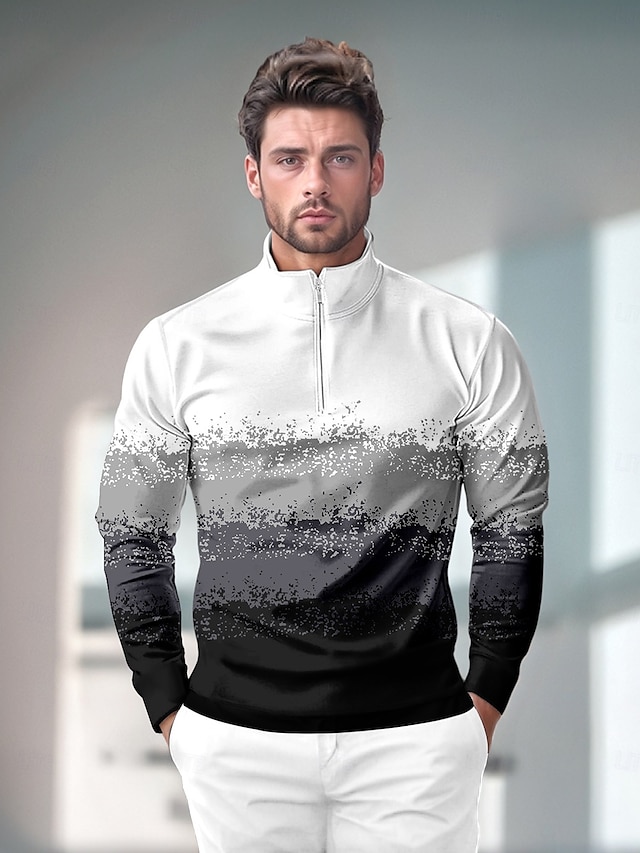  Hombre Camisas de polo Negro Manga Larga Camiseta Ropa de golf Ropa Trajes Ropa Ropa