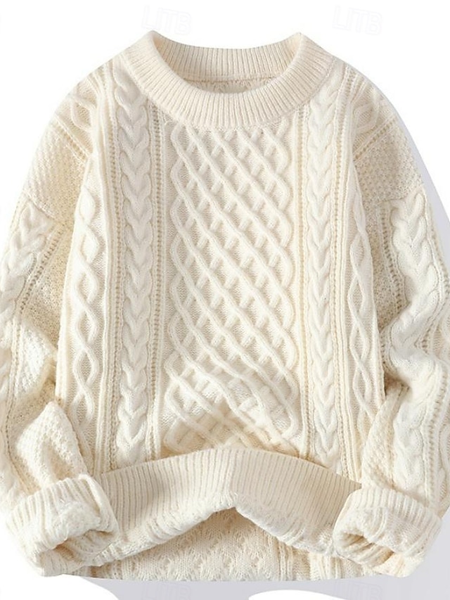  Damen Pullover Brautkleider schlicht Weich Einfarbig Gedrehtes Rundhalsausschnitt Strick Langarm Normale Oberteile Stricken Outdoor Täglich Wochenende Blau Beige Herbst Winter