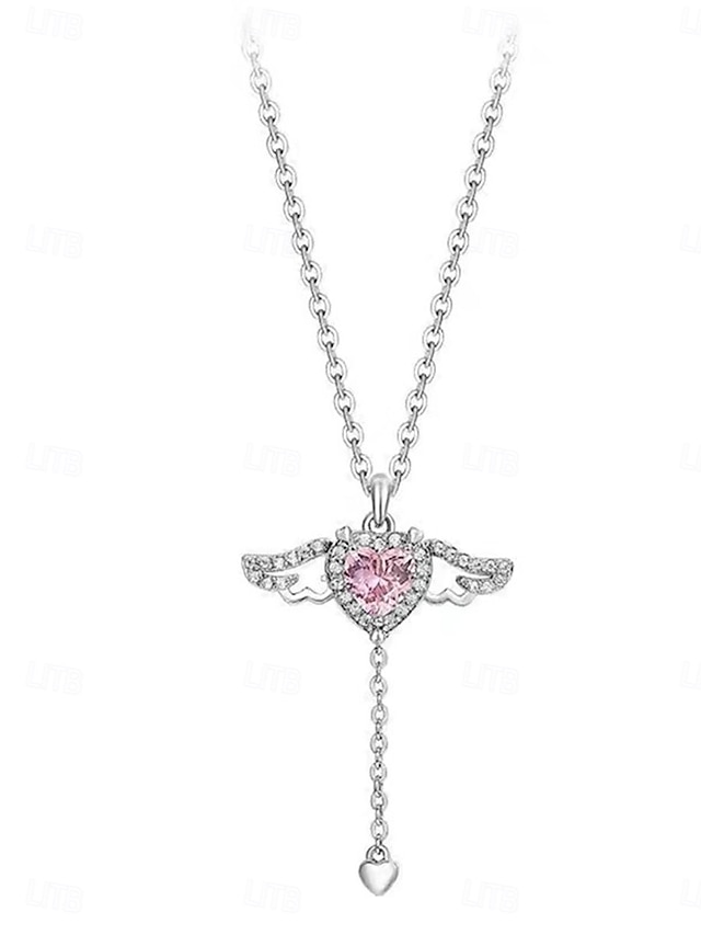  collier en cuivre mode femme mignon classique ange joli collier en forme de coeur pour fête quotidienne Saint Valentin