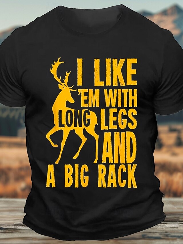  Men's Funny Hunting Deer T Shirt Tee Top 100% Cotton Short Sleeve Graphic Shirt Black Army Green Dark Blue Comfortable Tee Street Sports Outdoor Fashion Designer Clothing