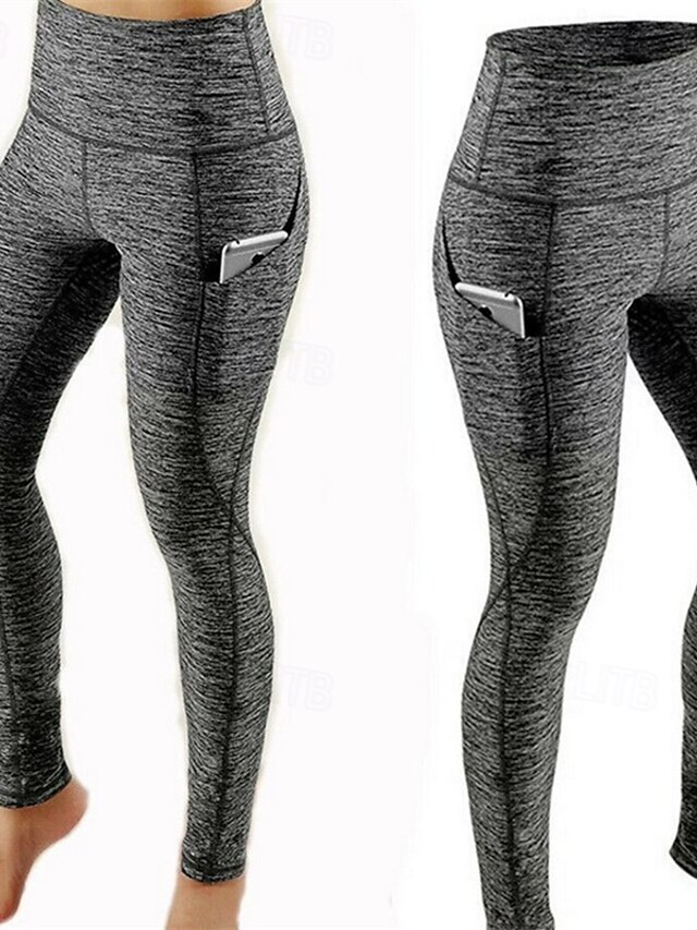  Per donna Pantaloni da yoga Leggings da yoga Vita Alta Yoga Allenamento in Palestra Pilates Collant Grigio scuro Nero Blu marino Autunno Gli sport Abbigliamento sportivo Elasticizzato Taglia piccola