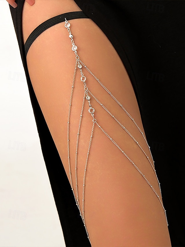  Gouden dijbeenketting sieraden met imitatie strass accenten – elegante lichaamsketting voor vrouwen, perfect voor feesten, clubkleding en speciale gelegenheden