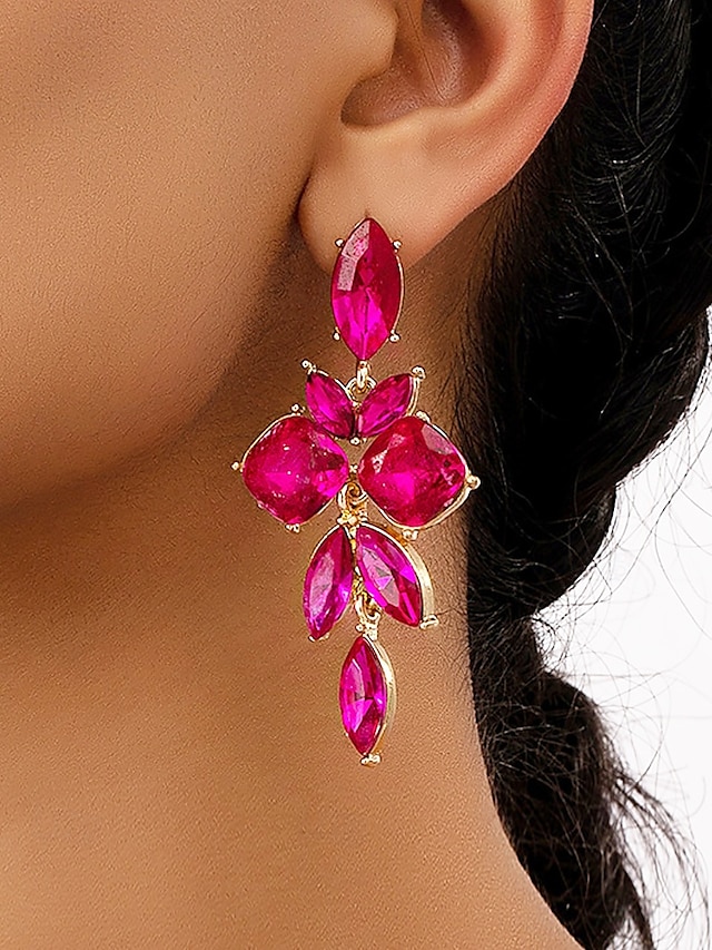  Pendientes colgantes de cristal verde para mujer, elegante diseño de hojas, joyas llamativas y livianas para bodas, fiestas y ocasiones formales.