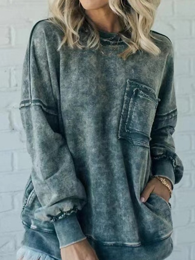 Per donna Felpa Pullover Colorato a macchie Di tendenza Streetwear Manica lunga Girocollo Top regolari Strada Informale Collage Giallo Rosso Grigio Primavera Autunno Inverno