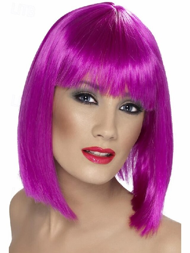 Glam Wig Neon Purple Fancy Dress Wigs for Carnival Parties Women Vibrant Synthetic Hair Fun Costume Accessory2