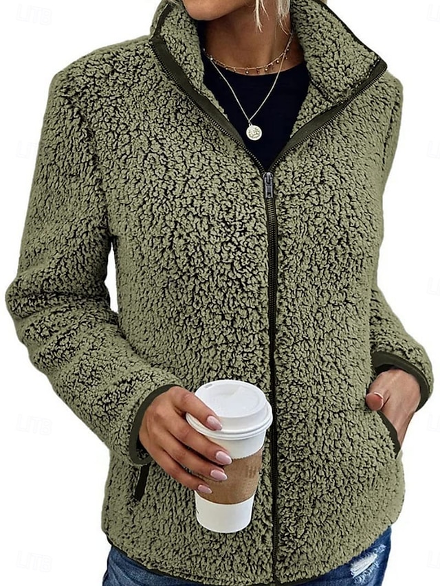 Жен. Зимнее пальто Зимняя куртка на открытом воздухе Для улицы Повседневные Осень Зима Обычная Пальто Стандартный Сохраняет тепло Дышащий Современный Стиль Жакеты Длинный рукав Сплошной цвет