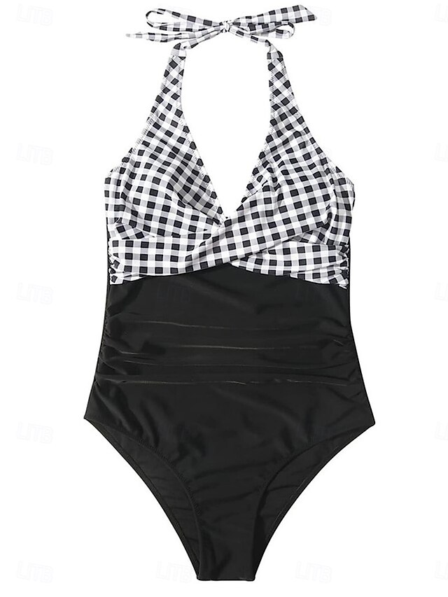  Femme Maillots de Bain Une pièce Maillot de bain Dos Nu Patchwork Mode Magnifique Graphic Col en V Sans Manches Maillots de bain