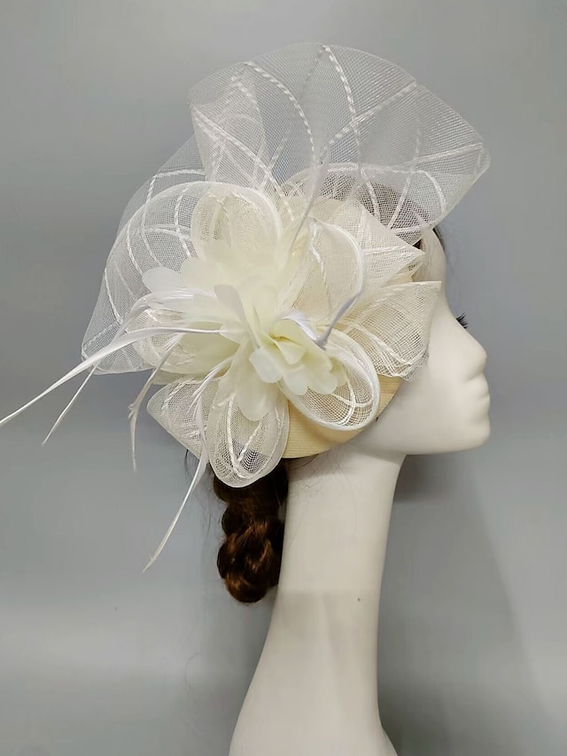  fascinators Nett slørhatt Bryllup Damenes dag Med Fjær Kronblader Hodeplagg Hodeplagg