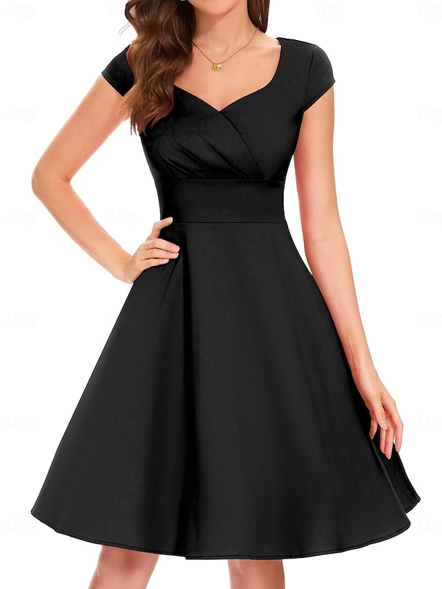  A-Linie Abendkleid Brautmutter Kleid Formal Knielang Lange Ärmel V-Ausschnitt Gürtel  Schärpe Italien Satin mit gerafftem Detail