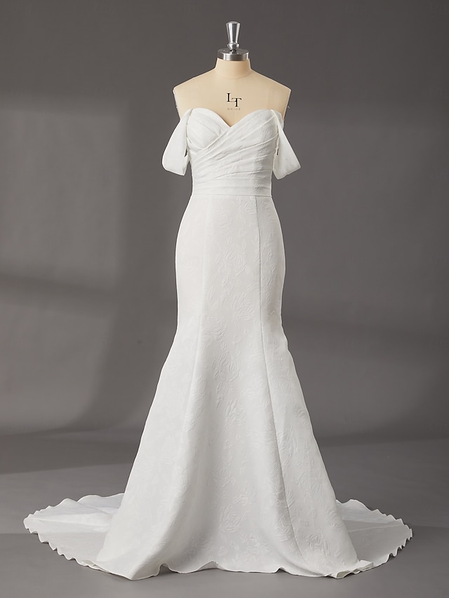  Abiti da matrimonio Hall A-Line scollatura a cuore senza spalline lunghezza totale strascico corteo satinato abiti da sposa con fascia  nastro colore solido 2025