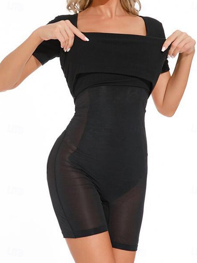  Dam Shapewear Formande trosa NätNightwearNylon Solid färg Svart Vår & sommar Höst vinter