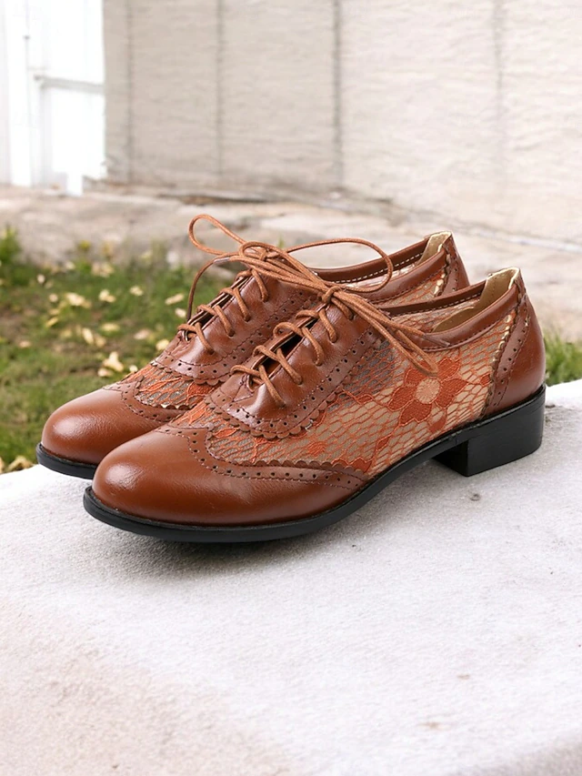 Women's Stylish Black Lace-Up Oxford Shoes with Perforated Lace Design | Perfect for Casual and Dressy Occasions 10