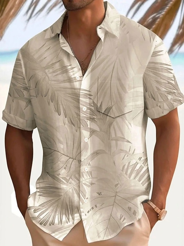 Homme Feuille de palmier Chemise décontractée Chemise hawaïenne Chemise Aloha Manche Courte Hawaïen Station balnéaire Vacances Casual Eté Printemps Col rabattu Boutonner Blanche Rose Claire Bleu Vert