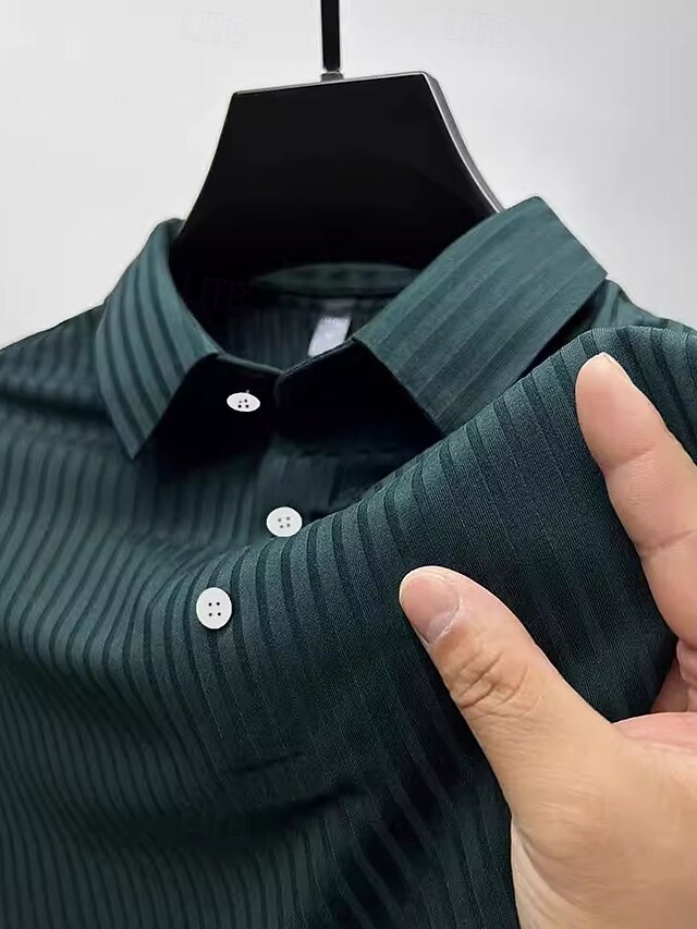  Herren Rippstrick-Oberteil Golf Poloshirts Arbeit Geschäft Kargen Kurzarm Basic Modern Glatt Knopf Gerippt Frühling Sommer Regular Fit Schwarz Marinenblau Grün Khaki Rippstrick-Oberteil