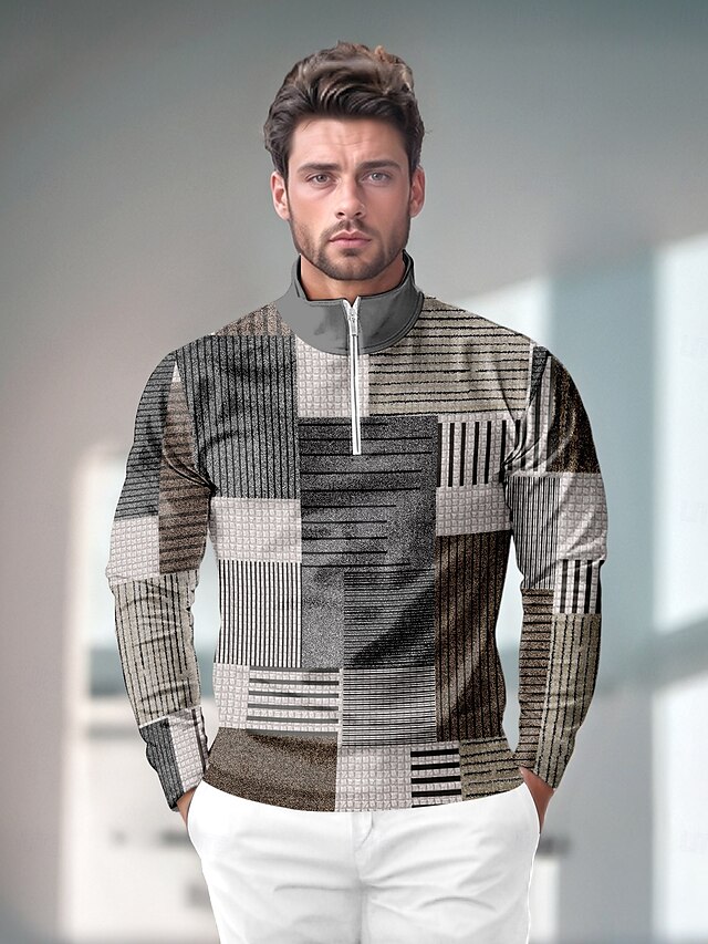  Per uomo POLO Grigio Manica lunga Superiore Abbigliamento da golf Abbigliamento Abiti Abbigliamento
