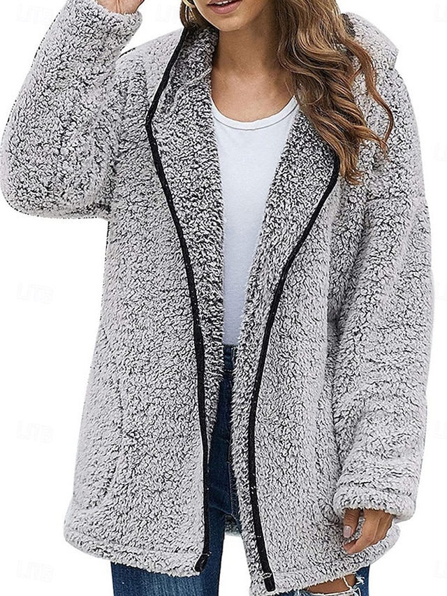  Mujer Abrigo de invierno Chaqueta de Invierno Chaqueta de lana Exterior Calle Diario Otoño Invierno Regular Abrigo Ajuste regular Mantiene abrigado Transpirable Contemporáneo Elegante Chaquetas Manga