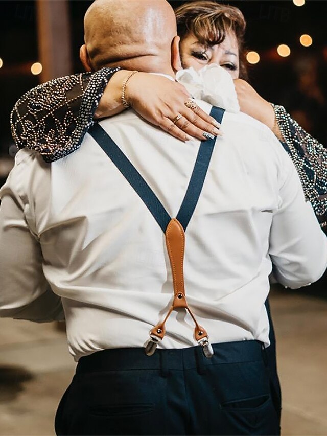  verstellbare, elastische Hosenträger mit Kunstlederakzenten und Metallclips – klassisches Y-Back-Design für Männer, perfekt für formelle Anlässe, Hochzeiten und den Alltag