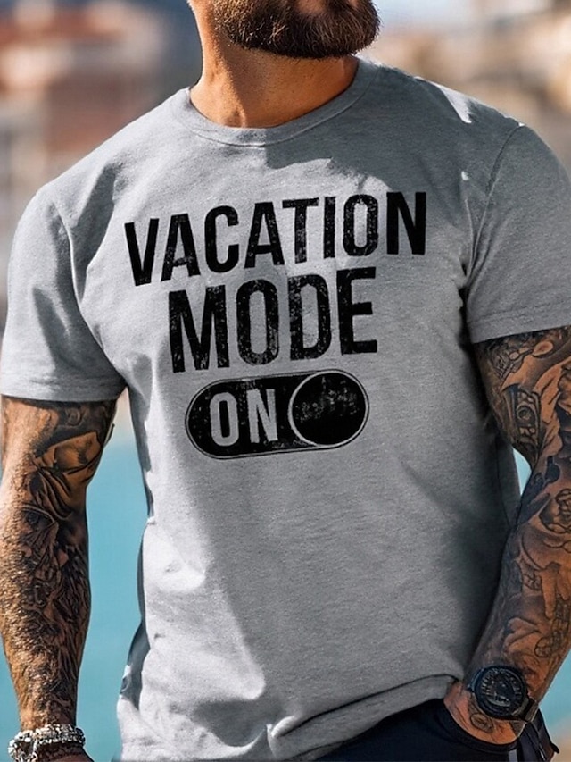  Men's Funny Slang T Shirt Short Sleeve T shirt 3D Print Crew Neck Shirt Tropical Hawaiian Vacation Street Daily Heather Gray Summer Spring Clothing Apparel S M L XL XXL XXXL