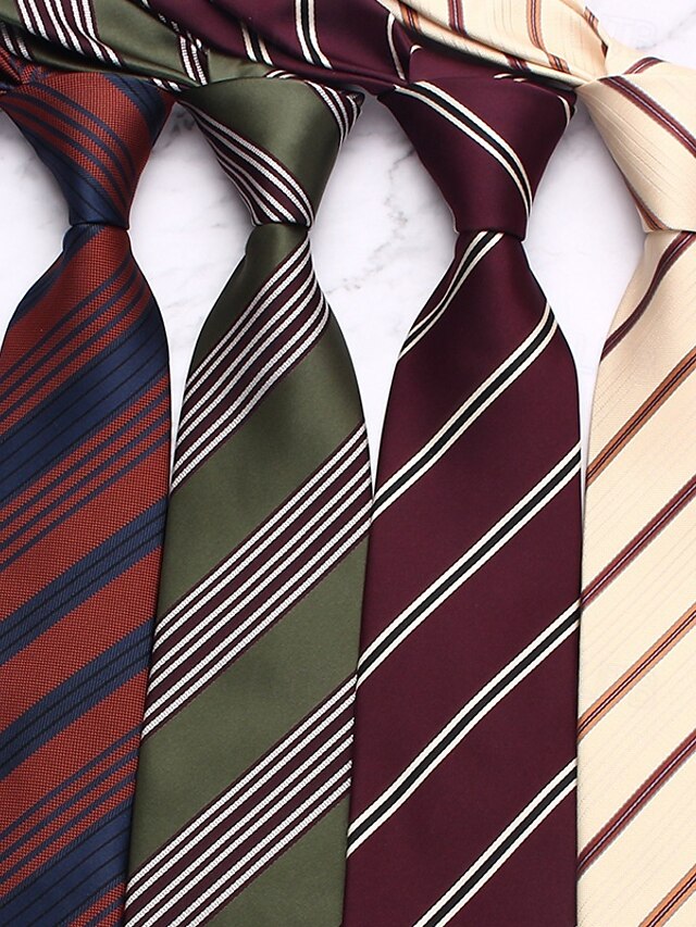 Homme Cravates Mode Entreprise Classique Rayure Fête de Mariage Usage quotidien
