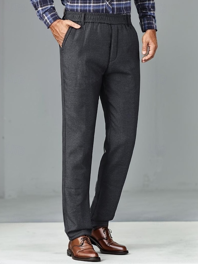  Herren Anzughosen Hose Hosen Anzughose Tasche Elastische Taille Tasche mit Reißverschluss Glatt tragbar Knitterfrei In voller Länge Hochzeit Party Geschäft Modisch Klassicher Stil Schwarz Hell Gray
