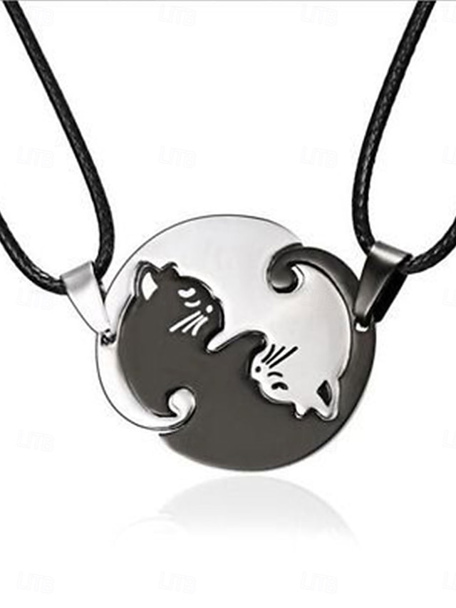  Necklace Stainless Steel Women's Fashion Cute Two tone Animal Lovely Round Heart Shape Necklace For Valentine's Day Birthday Gift