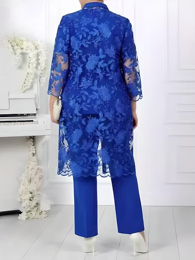 Pantsuit Mother of the Bride Dress Elegant Party Scoop Neck Ankle