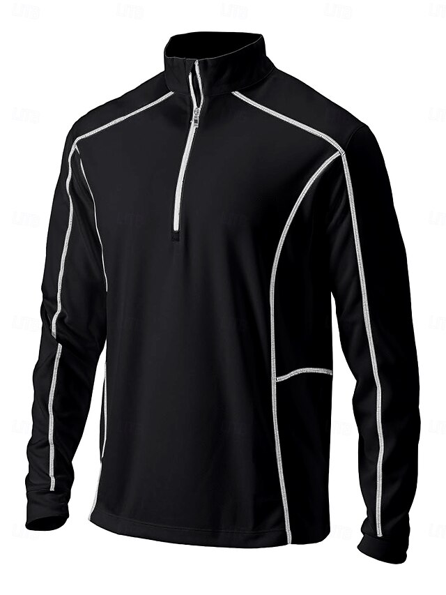  Per uomo POLO Nero Manica lunga Superiore Abbigliamento da golf Abbigliamento Abiti Abbigliamento