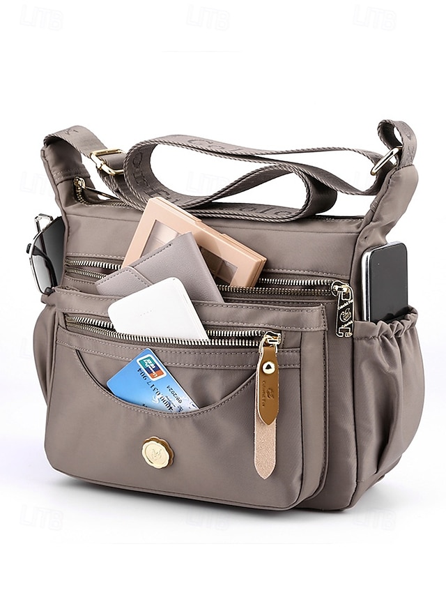 női nejlon crossbody táska több zsebbel, könnyű és vízálló válltáska hétköznapi használatra és utazási föld sárga fekete rózsaszín