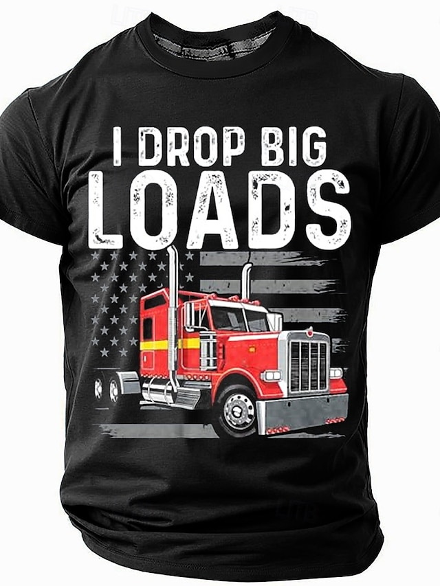 Men's Funny Trucker T Shirt Short Sleeve T shirt 3D Print Crew Neck