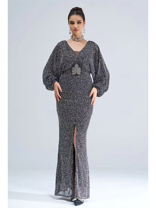 Robe Fourreau/Colonne à Manches Longues Chauve-Souris Longueur Au Sol pour Costume de Sorcière Gothique D'Halloween