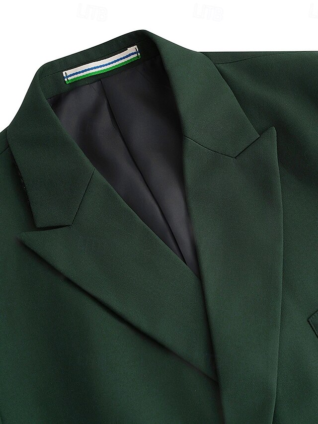 Two-Piece Dark Green Business Suit for Men with Silk Shawl main image 0
