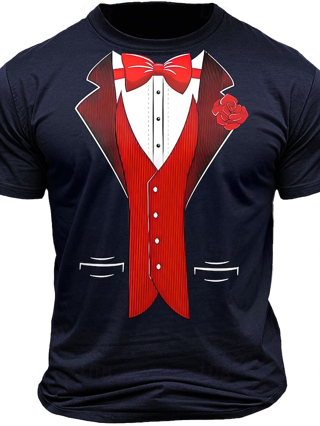  Herre Sjov Tuxedo Print Kortærmet T-shirt Novitets Kostume Fest Tøj